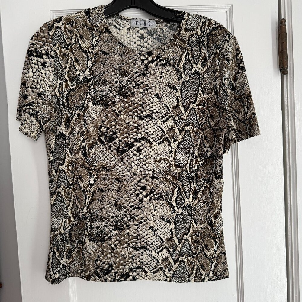 Vintage CINQ Snake Print Slinky Top | Y2K 90s | Fits Size Small